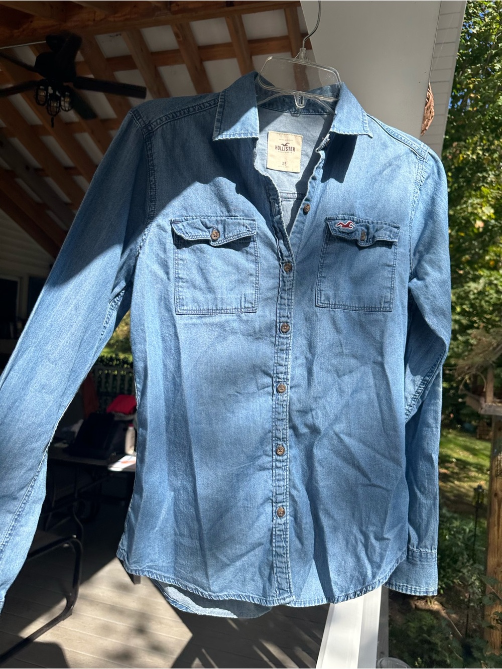 Hollister California Denim Button-Up Shirt Blue XS
